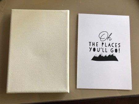 How to Mod Podge Cardstock to Canvas - print out image on cardstock and trim to slightly smaller than canvas