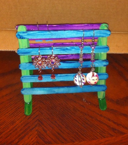 Craft Stick Earring Holder - hang on earrings
