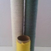 Paper Towel Rolls as Yarn  Organizer - yarn wrapped around paper tubes