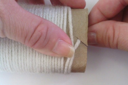 Paper Towel Rolls as Yarn Organizer
