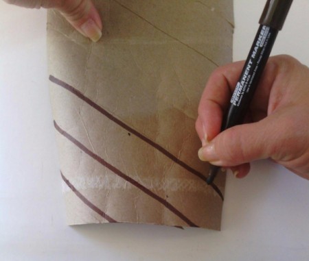 Balloon Ice Cream Cone Decoration - with a brown marker begin making diagonal lines