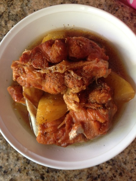 Vietnamese Caramelized Catfish and Pineapple in bowl