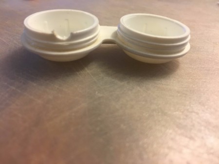 Contact Lens Case as Earbud Headphones Case - opening made