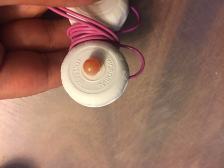 Contact Lens Case as Earbud Headphones Case - closeup of wire wrapped