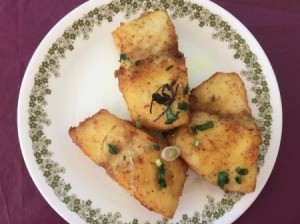 Lightly Fried Cod Fillet on plate