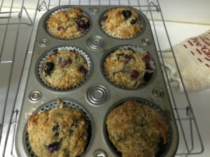 baked Blueberry Muffins in muffin tin