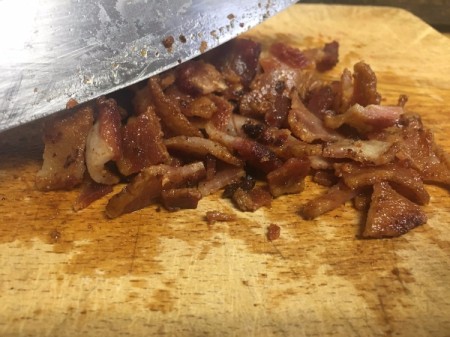 chopping bacon