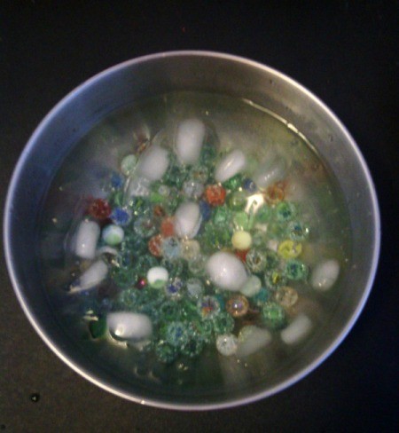 How to Make Crystallized Marbles - swish around but do not touch marbles, you will hear crackling