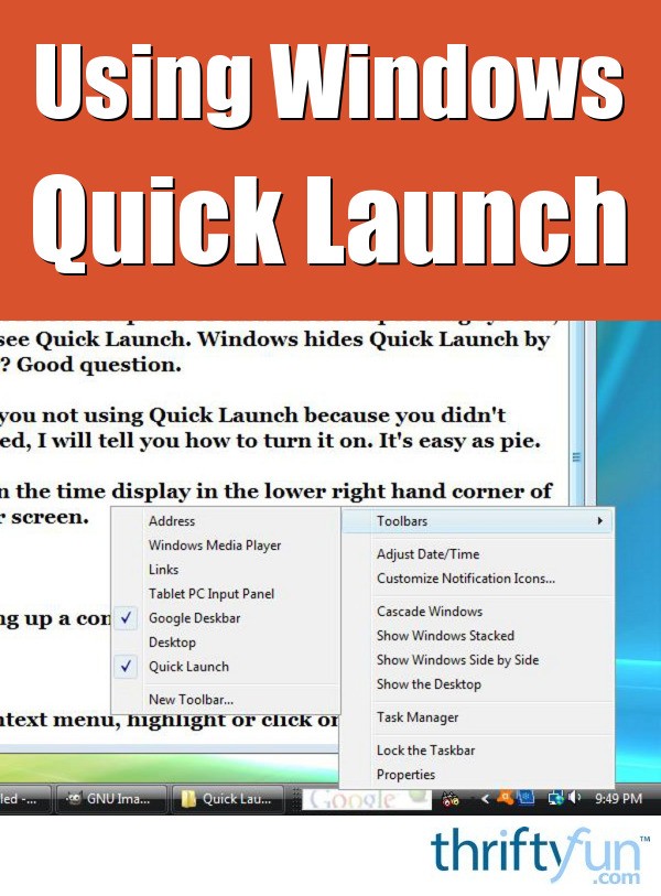 Using Windows Quick Launch | ThriftyFun