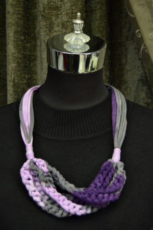 Modern T-shirt Yarn Necklace - finished necklace