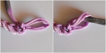 Modern T-shirt Yarn Necklace - pull the remaining yarn through the loop