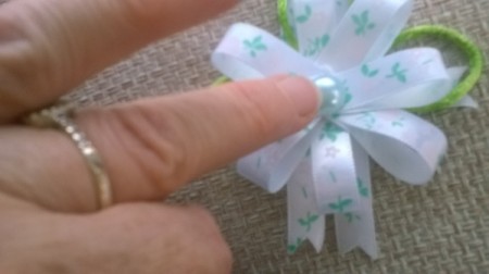 Ribbon and Cord Brooch - glue jewel to center