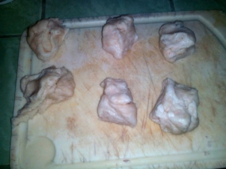 pieces of pre-made dough