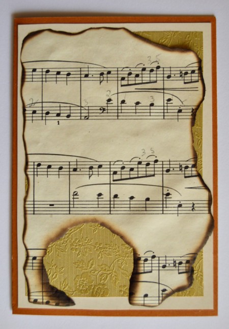 Vintage Music Birthday Card - glue music sheet to front of card