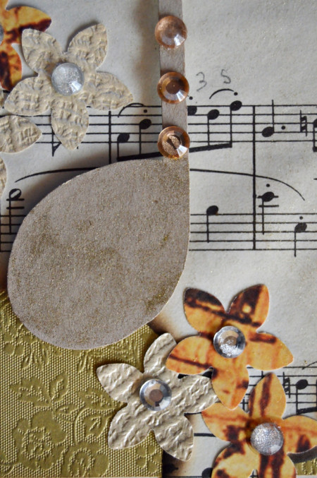 Vintage Music Birthday Card - use gold dusting powder to add shimmer