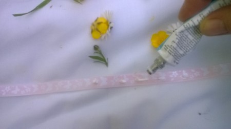 Wild Flower Wrist Corsage - glue flowers to ribbon