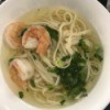 Korean-Style Noodle Soup with Chicken and Shrimp in bowl