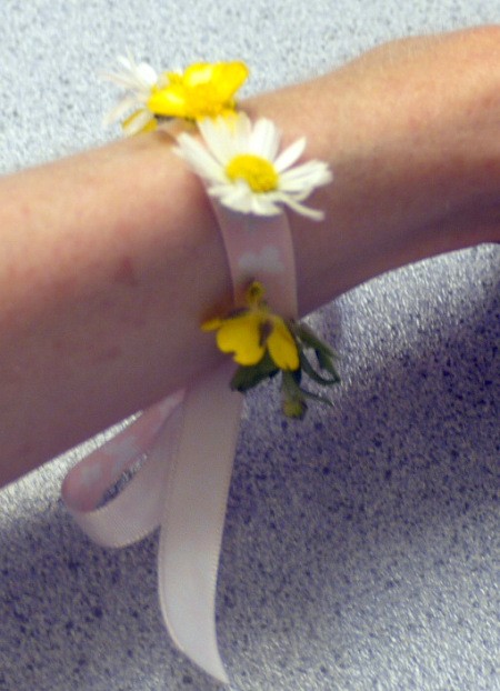 Wild Flower Wrist Corsage - corsage tied to wrist