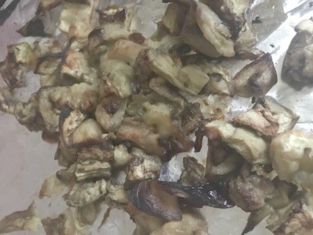Roasted Eggplant on baking sheet