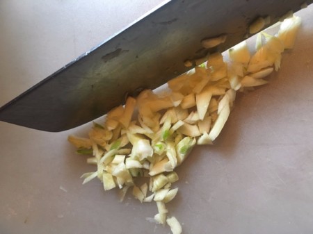 chopping garlic