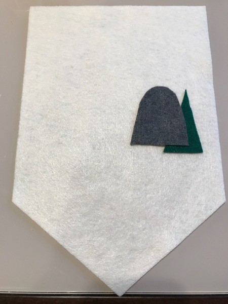 Pennant Flag Kids Room Decor - gluing on a mountain and tree