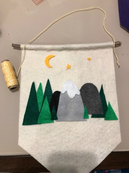 Pennant Flag Kids Room Decor - tie cord to ends of stick for hanging