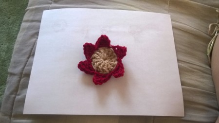 Crocheted Americana Centerpiece - first crocheted flower
