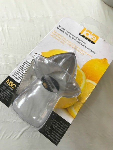 A package that contained a lemon juicer.