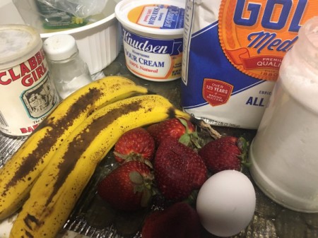 Strawberry Banana Bread ingredients