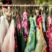 Clothes hanging at Yard Sale