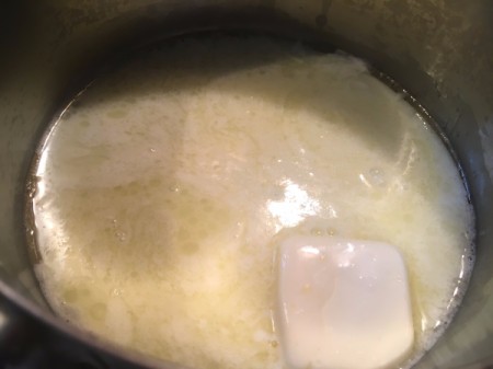 milk and butter in pan