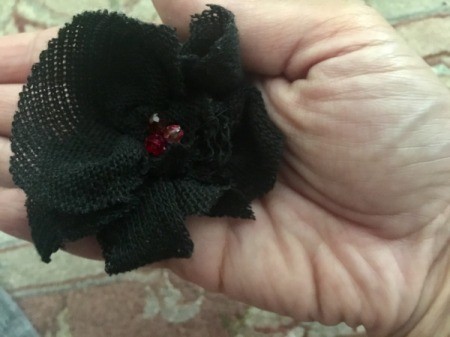 Mini Flower Crop Top from Leggings - stitch beads to the center of the flower