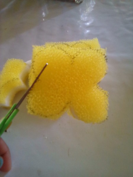 Sponge Car Air Freshener - cut out the pattern with your scissors
