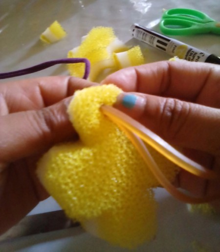 Sponge Car Air Freshener - slip rubber band through the hole