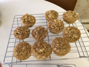 Baked Banana Oatmeal Cups on cooling rack