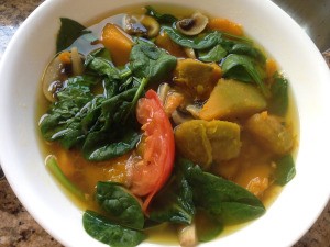 Kabocha Spinach Soup in bowl