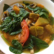 Kabocha Spinach Soup in bowl
