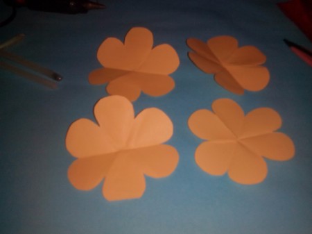 Layered Paper Flowers - repeat with the other three pieces of paper