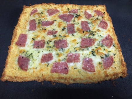 Flourless Chicken Pizza Crust with meat, cheese and spices