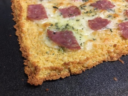 Flourless Chicken Pizza Crust with meat, cheese and spices