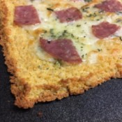 Flourless Chicken Pizza Crust with meat, cheese and spices