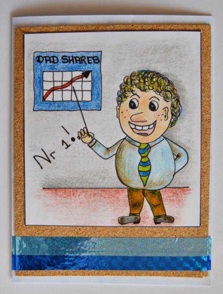 Homemade #1 Dad Card - glue down the two strips of washi tape and trim edges