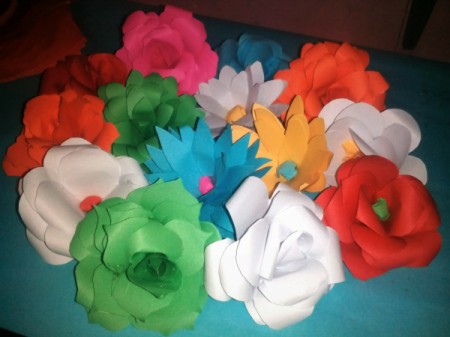 Layered Paper Flowers - mass of different colored paper flowers