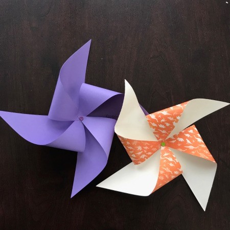 Handmade Pinwheel Mobile - front of completed pinwheels