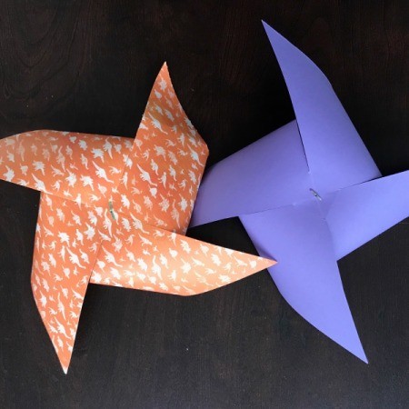 Handmade Pinwheel Mobile - back or underside of pinwheels