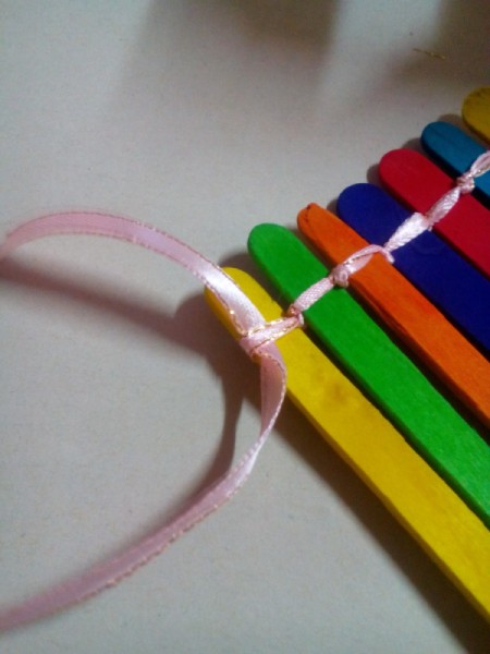 Father's Day Popsicle Stick Token of Affection - Insert a 2.5 inches ribbon on the bottom loop of both sides.