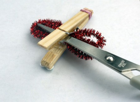 Dragonfly Fridge Magnet - leave scissors in place until the glue is dry