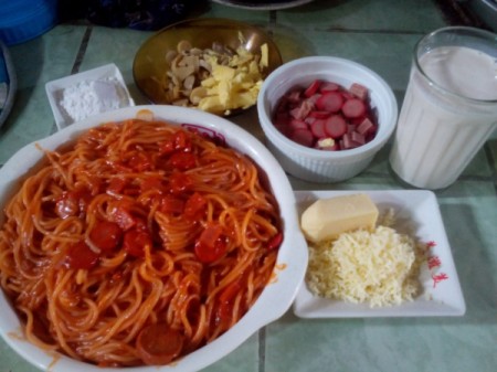 Baked Spaghetti with Mushroom Cream Sauce ingredients