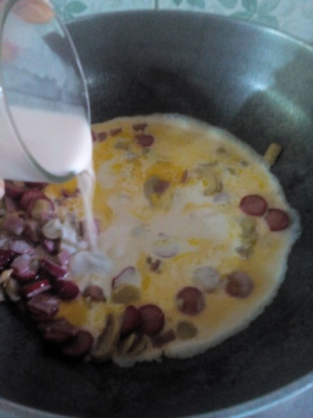 added evaporated milk to pan