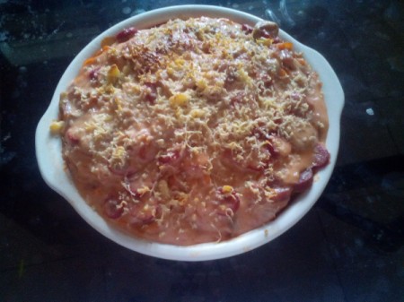 casserole dish finished baking